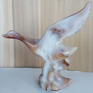 VINTAGE IMPERIAL GLASS CARAMEL SLAG MALLARD DUCK with WINGS UP